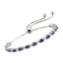 Ross-Simons 4.50 ct. t.w. Sapphire Bolo Bracelet With Diamond Accents in Sterling Silver, Women's, Adult