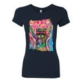 thumbnail image 3 of Dean Russo Cosmic Trash Panda Animal Lover Womens Slim Fit Junior Tee, Navy, X-Large, 3 of 6