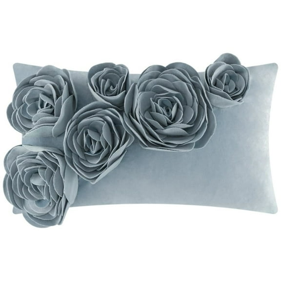 BallsFHK 3D Flower Throw Pillow Cover Decorative Handmade Floral Pillow Case Soft Velvet Pillowcase Lumbar Cushion For Bed Living Room Chair Couch Decor Shams 30cm*50cm