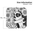 thumbnail image 2 of Disketp Floral Sugar Skull Portrait Funny Coasters,4 Pcs Leather Coasters with Holder, Perfect Housewarming Hostess Gifts,Protect Furniture from Water Marks Scratch and Damage-Square, 2 of 6
