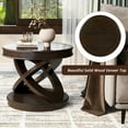thumbnail image 6 of FFZ Retro Round Wooden End Table, Sofa Side Table with X-shape Base for Family Dining or Living Room. Espresso, 6 of 6