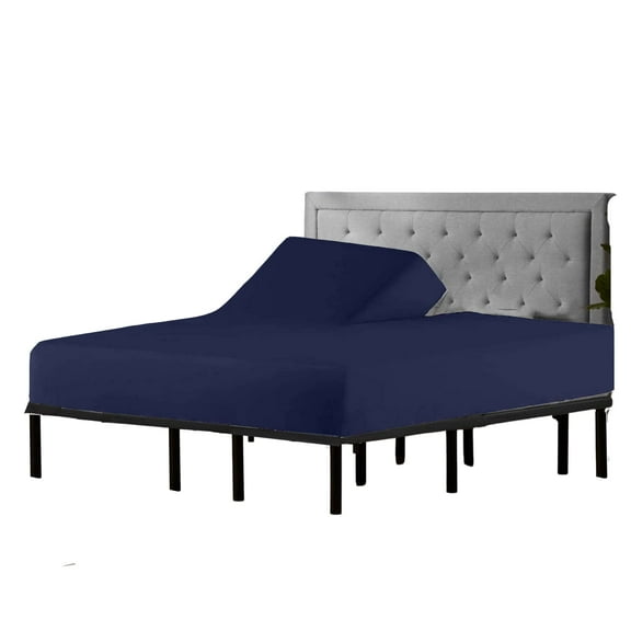 Split Head Flex King Size - 100% Giza Cotton -Ultra-Soft Hotel Luxury - Deep Pocket - Durable and Long Lasting - FlexTop King Fitted Sheet (Split Head Flex King, Navy Blue)