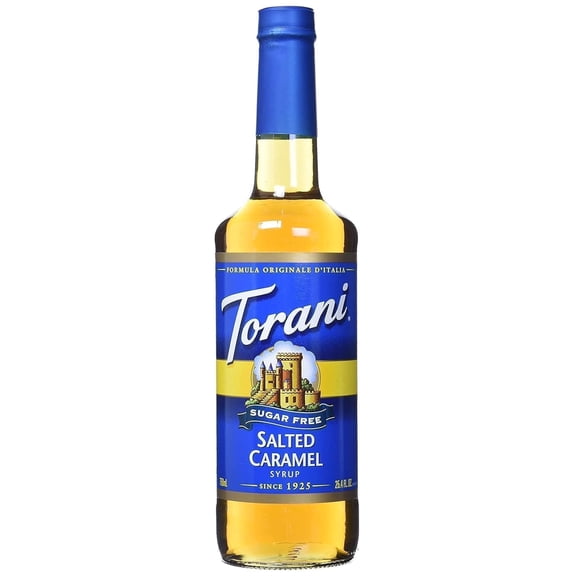 Torani Sugar- Free Salted Caramel Syrup, White Chocolate Flavored Syrup for Drinks, Zero Calorie 25.4 Fl Oz