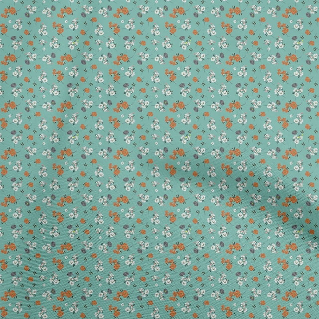 oneOone Rayon Teal Green Fabric Floral Ditsy Craft Projects Decor Fabric Printed By The Yard 56 Inch Wide