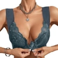 thumbnail image 6 of Nfurl Front Closure Bras for Women Wireless Full Coverage Front Clasp Push up Bra Support Lace Bralettes no Wire Anti Sagging Lift Bras Navy,XXL, 6 of 9