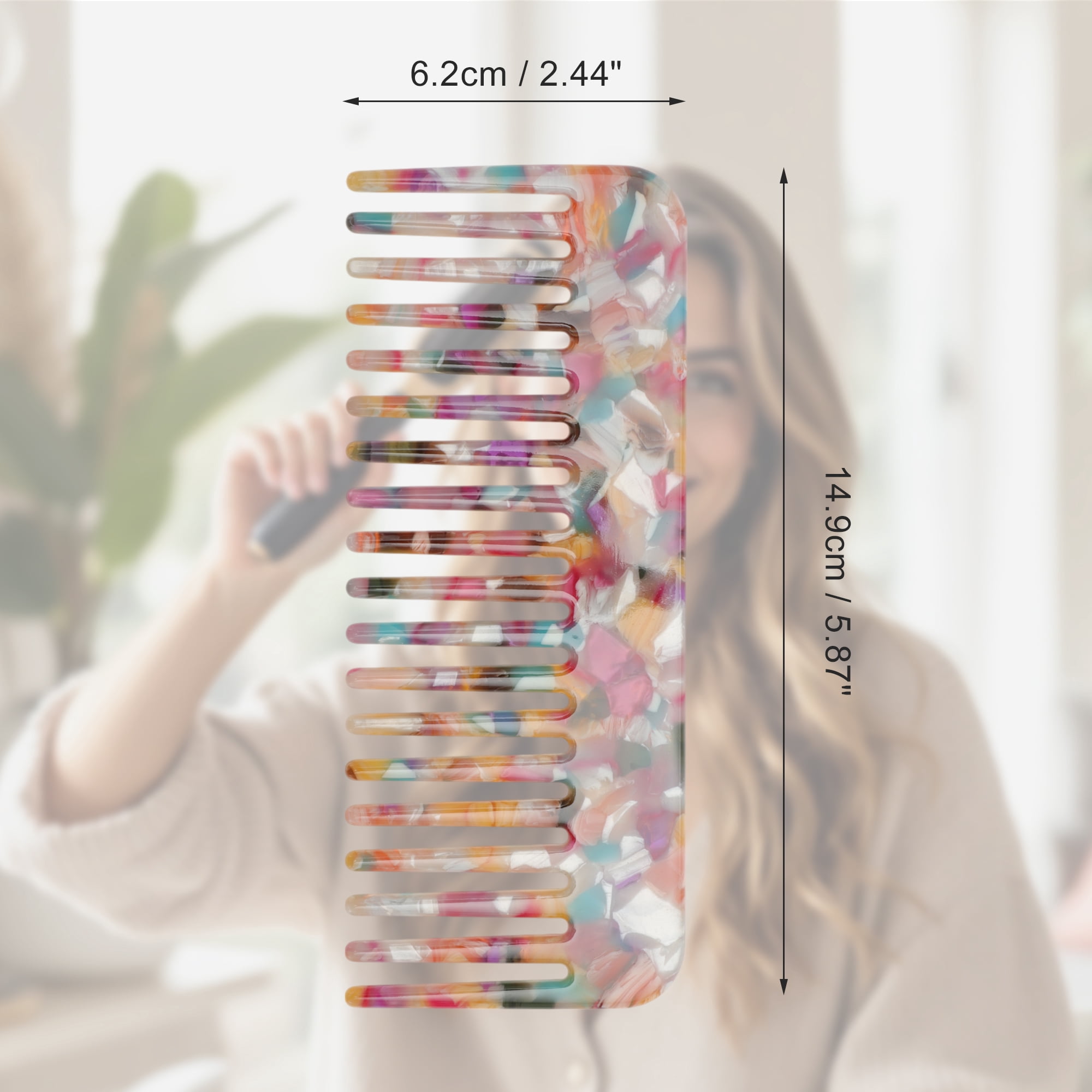 Unique Bargains 1 Pc Nineteen Tooth Rectangular Hair Comb for All Hair Types Colorful