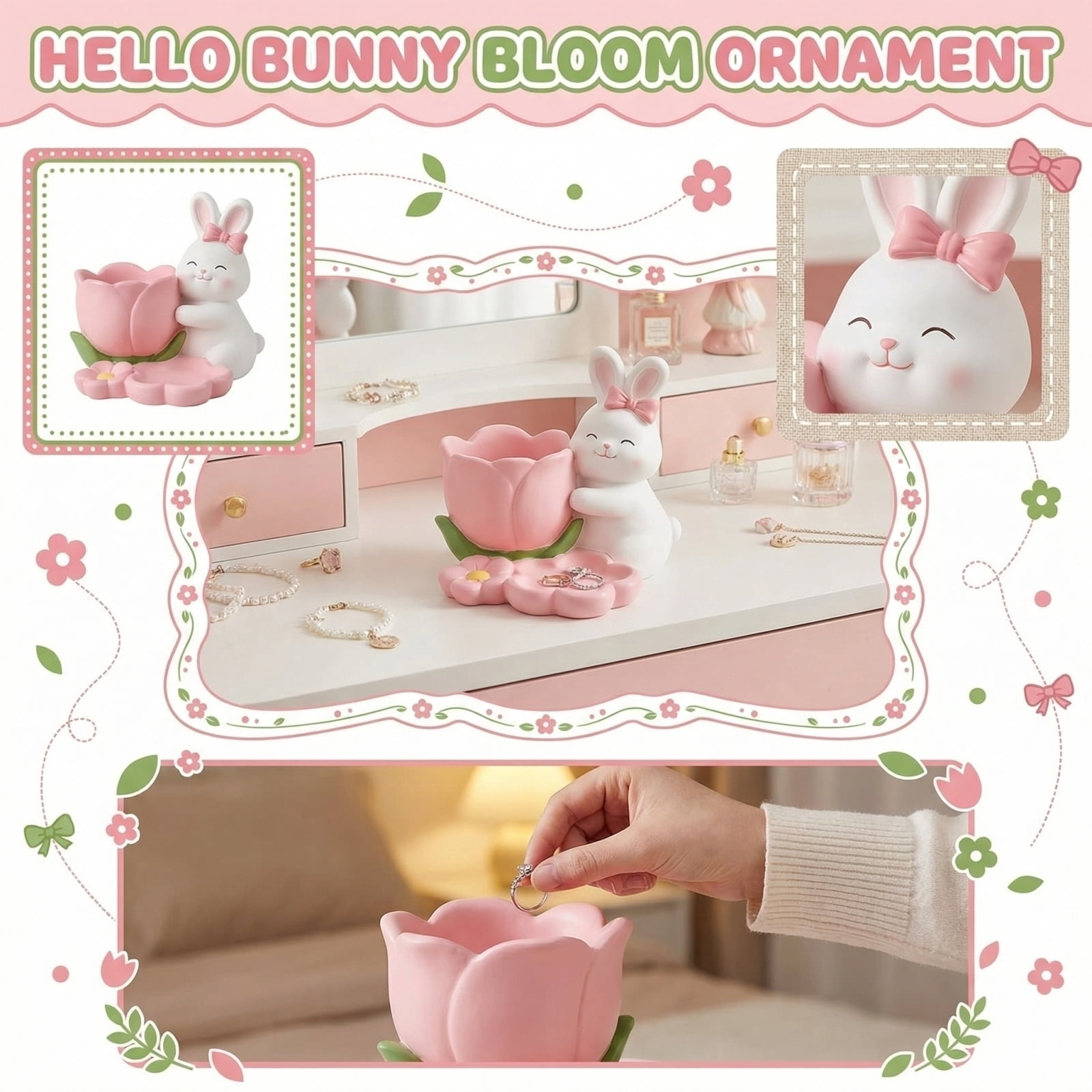 Pen Holder Desk Organizer, Cute Desk Decor, Pink Desk Organizer, Jewelry Storage Organizer, Vanity Decorations, Pink and Green Decor, Under Desk Organizer, 11X7 In, 1 Pc, Desk