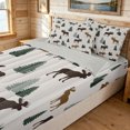 thumbnail image 3 of Manfei Funny Elk Zipper Twin Comforter Sets with Fitted Sheet and 2 Pillowcases, Woodland Pine Tree Zipper Bedding Set, Tan Brown, Gray Reversible, 4 Pieces, 3 of 7