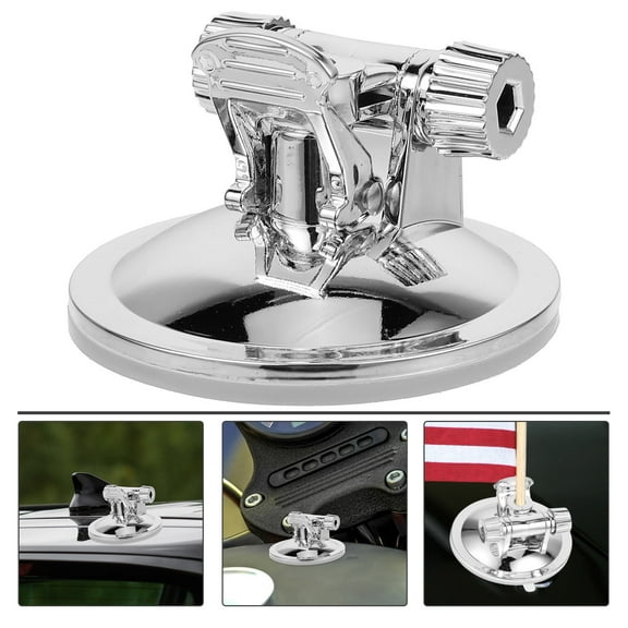 FUTUREORYY 1Set Suction Cup Flagpole Bracket Stable Mounting for Car Flagpole and Motorcycle Flagpole Silver