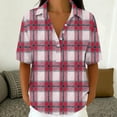 thumbnail image 6 of Guluxicc Polo Shirts for Women 3/4 Sleeve Plaid Trendy Tops Summer V Neck T Shirts Fashion Clothing, 6 of 7