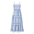 thumbnail image 5 of Royal Blue Loose Fit Dresses for Women Summer Fall Sleeveless Slip Scoop Neck Maxi Long Brunch Striped Dresses Women Button 2025 Soft Comfy Clothing Fashion M, 5 of 9