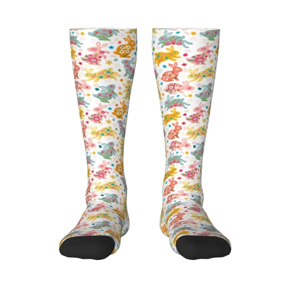 Naloa Boho Bunny Thigh High Socks Extra Long Stretchy Sock Women Over Knee High Opaque Stocking Daily Wear