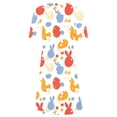 thumbnail image 3 of Vestido Corto para las Mujeres Cuello Redondo Manga Corta Impresa Suéter, Moda Casual Estilo Línea, 3 of 5