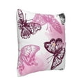 thumbnail image 3 of LNWH Pink Butterflies Throw Pillow Covers, Square Soft Linen Decorative Pillow Cases, 18"x18" Inch, 3 of 8
