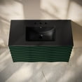 thumbnail image 4 of Cascade 36" Wall-Mounted Bathroom Vanity in Green Oak with Black 3-Hole Widespread Sink Top, 4 of 6