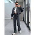 thumbnail image 4 of Conjuntos de Salón para Mujer, Conjunto Deportivo de 2 Piezas, Sudadera, Pantalón Deportivo de Pierna , Conjunto Deportivo A Juego Gris Oscuro M, 4 of 8