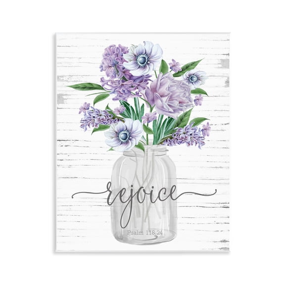 Stupell Industries Purple Rejoice Bouquet Religious Painting Unframed Art Print Wall Art, 11 x 14