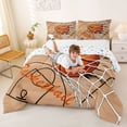 thumbnail image 3 of Castle Fairy Basketball Court Print Queen Comforter Set 3 Pieces, Sport Theme Comforter Sets Queen, Orange White Brown,1 Comforter and 2 Pillowcases, 3 of 6