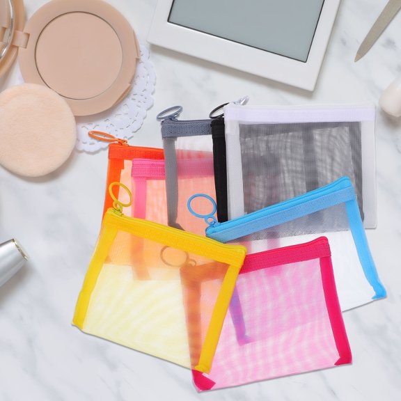 GETAJGHSD 8Pcs Mesh Makeup Organizer Bag Clear Portable Zipper Pouch for Travel Essentials