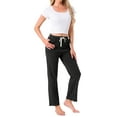 thumbnail image 2 of INSPIRE CHIC Womens Lounge Pants Cotton Long Straight Elastic Waist Drawstring with Pocket Sleep Sport Pajama Nightwear XS Black, 2 of 6