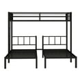 thumbnail image 5 of Metal Triple Bunk Bed for 3,Twin over Twin&Twin Size Bunk Bed with Built-in Shelf,Can be divided into 3 Separate Bed,Heavy-Duty Steel Bed Frame for Teens Adults (Black), 5 of 18
