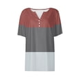thumbnail image 4 of Giftesty Blouses for Women Dressy Casual Women's Casual Printed Color Short-Sleeved Button V-Neck Top Blouse, 4 of 5