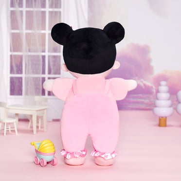 OUOZZZ 10\" Soft Baby Doll Set With Plush Doll, Bassinet, Blanket And Bottle, Pretend Playset For Emotional Social Education Asian Doll For 2 Year Olds Girls Christmas Birthday Gift