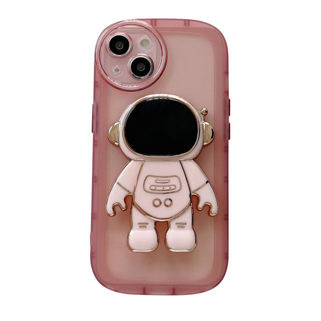 3D Plating Astronaut Hidden Stand Case Cover Cute Astronaut Stand Phone Case para IPhone 13 Cover