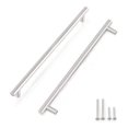thumbnail image 1 of Gobrico Tiradores para gabinetes de barra en T, manijas para gabinetes de cocina de níquel cepillado, manijas para gabinetes de níquel satinado, centros de orificios de 12-3/5 pulgadas, paquete de 6, 1 of 5