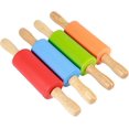thumbnail image 1 of Nuevo producto, juego de 4 mini rodillos de silicona para repostería, rodillo de repostería para niños con mango de madera, 1 of 4