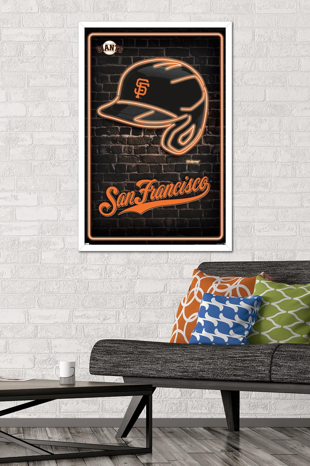 MLB San Franciso Giants - Neon Helmet 23 Wall Poster, 22.375" x 34" Framed