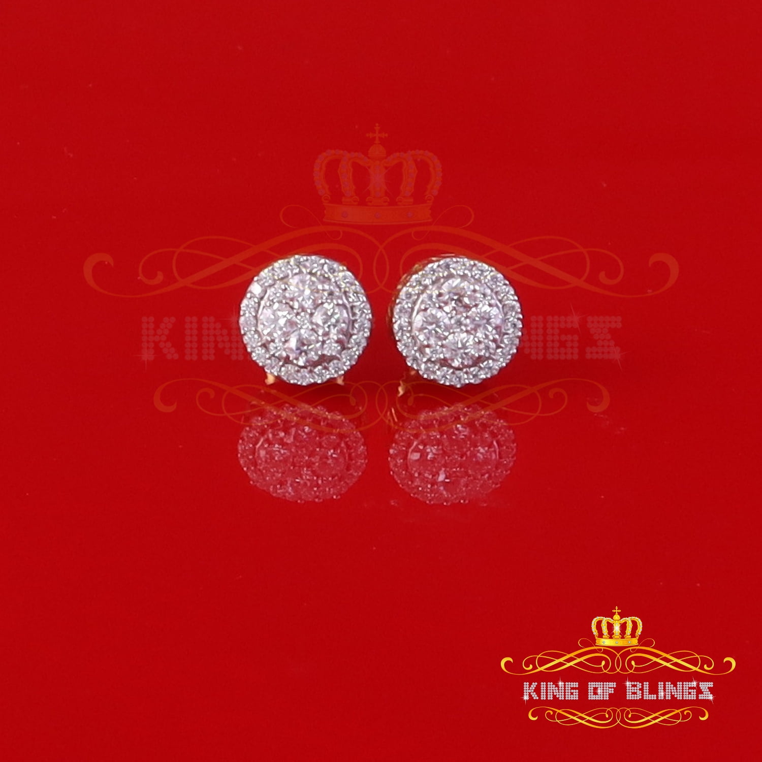 King of Bling's Men's/Womens 925 Silver Yellow 0.50ct VVS 'D' Moissanite Round Stud Earrings