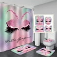 thumbnail image 1 of 4PCS/Set Pretty Eyelash Cortina de ducha Bling Purple Hello Gorgeous Decoración de baño Tela impermeable Poliéster Cortina de baño Cortinas de bañera, Alfombra de baño Alfombra de baño Alfombras de in JFHHH pequeña, 1 of 5