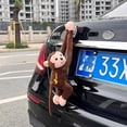 thumbnail image 1 of Tail-Wind Monkey Squad Car Decoration, Cute Hanging Plush with Suction Cup, Fun Rear Trunk or Window Ornament, Adorable Auto Interior & Exterior Accessory (Brown,45CM/17.7IN), 1 of 1