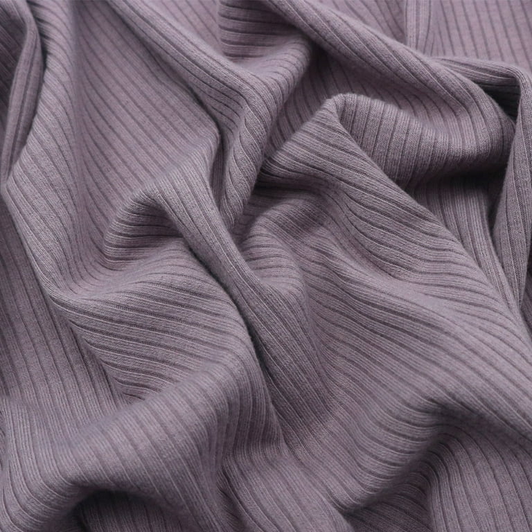 Off White Solid 4x2 Rib Knit Fabric