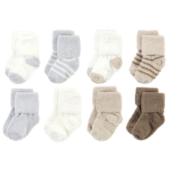 Hudson Baby Boy's Chenille Socks, Gray Taupe Stripe