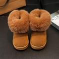 thumbnail image 7 of Miluxas Girls Kids Snow Boots Warm Fleece Lined Slip on Outdoor Winter Shoes Lightweight Comfy Short Boots（Little/Big Kids） Brown 9(23), 7 of 7