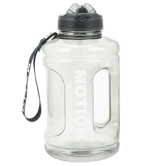 Sports Water Bottle, 1500ml Anti Drop PC Scale Marking Portable Sports Straw Cup For Exercise Black