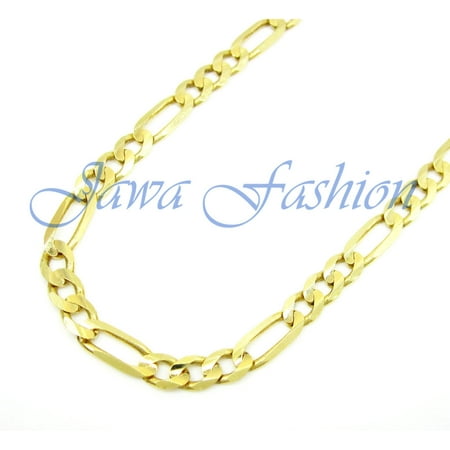 10K Yellow Gold Men Womens 5MM Hollow Figaro Chain Necklace Lobster Clasp, 20 to 28 Inches (24)
