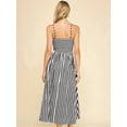 thumbnail image 6 of Summer Dresses for Women Beach Maxi Dress Spaghetti Strap Striped Boho A Line Wedding Guest Flowy Long Dress Black XL, 6 of 8