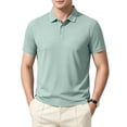 thumbnail image 3 of KLHDSF Men's Polo Shirts 3 Buttons Casual Work T-Shirts Quick Dry Short Sleeve Golf Shirt Pique Jersey Outdoor Performance Top Army Green L, 3 of 8