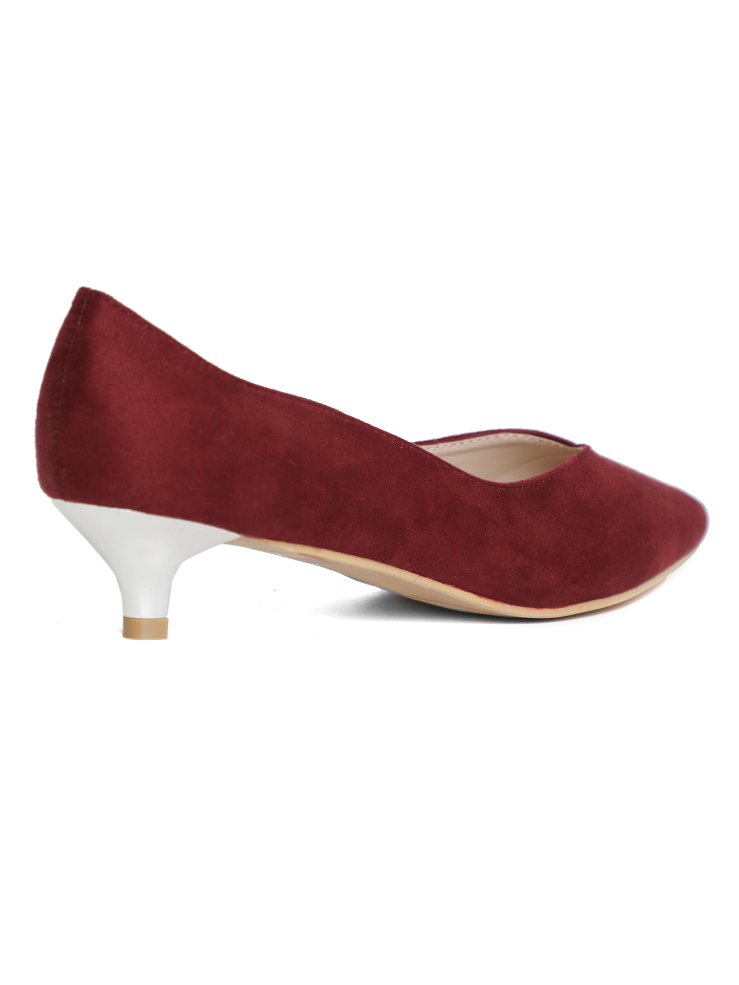 Chrome-accented Pointed Toe Women's Kitten Heels in Burgundy - image 3 of 3