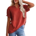thumbnail image 2 of Bxsruta Women's V-Neck Short-Sleeve T-Shirt In Soft Polyester For Casual Everyday Wear, Machine Washable All Season Comfort Fit, 2 of 8