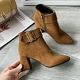 thumbnail image 4 of Babysbule Women's Boot Fashion Women Boots Retro Thick Heel High Heel Shoes Boots Plus Size Zipper Boots, 4 of 7