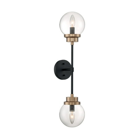 

Nuvo Lighting 60/7122 Axis 2 Light 26 Tall Bathroom Sconce - Matte Black / Brass Accents