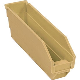 Plastic Shelf Bin Nestable 2-3/4"W x 11-5/8"D x 4"H Beige, Lot of 24