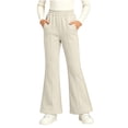 thumbnail image 4 of Spazoro Girls Flare Pants with Pockets, Flare Leg Loose Fit Elastic Waist Stretchy Solid Color Warm Casual Trousers for Daily Wear Beige Size 6, 4 of 8