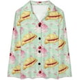 thumbnail image 4 of Top-kevin Womens Pajamas Set Croissant Pancake Strawberry Soft Long Sleeve Sleepwear Button Down Sets, 4 of 12