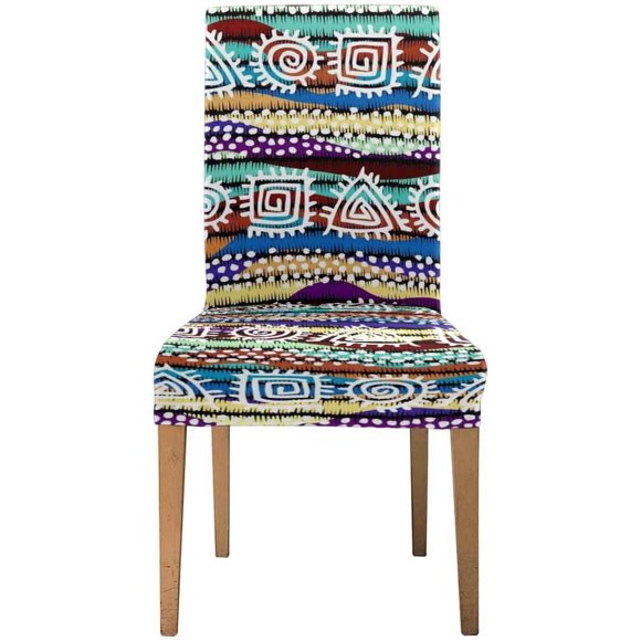 POGLIP Boho in African Style on Colors Gradient Stretch Chair Cover Protector Seat Slipcover for Dining Room Hotel Wedding Party Set of 1