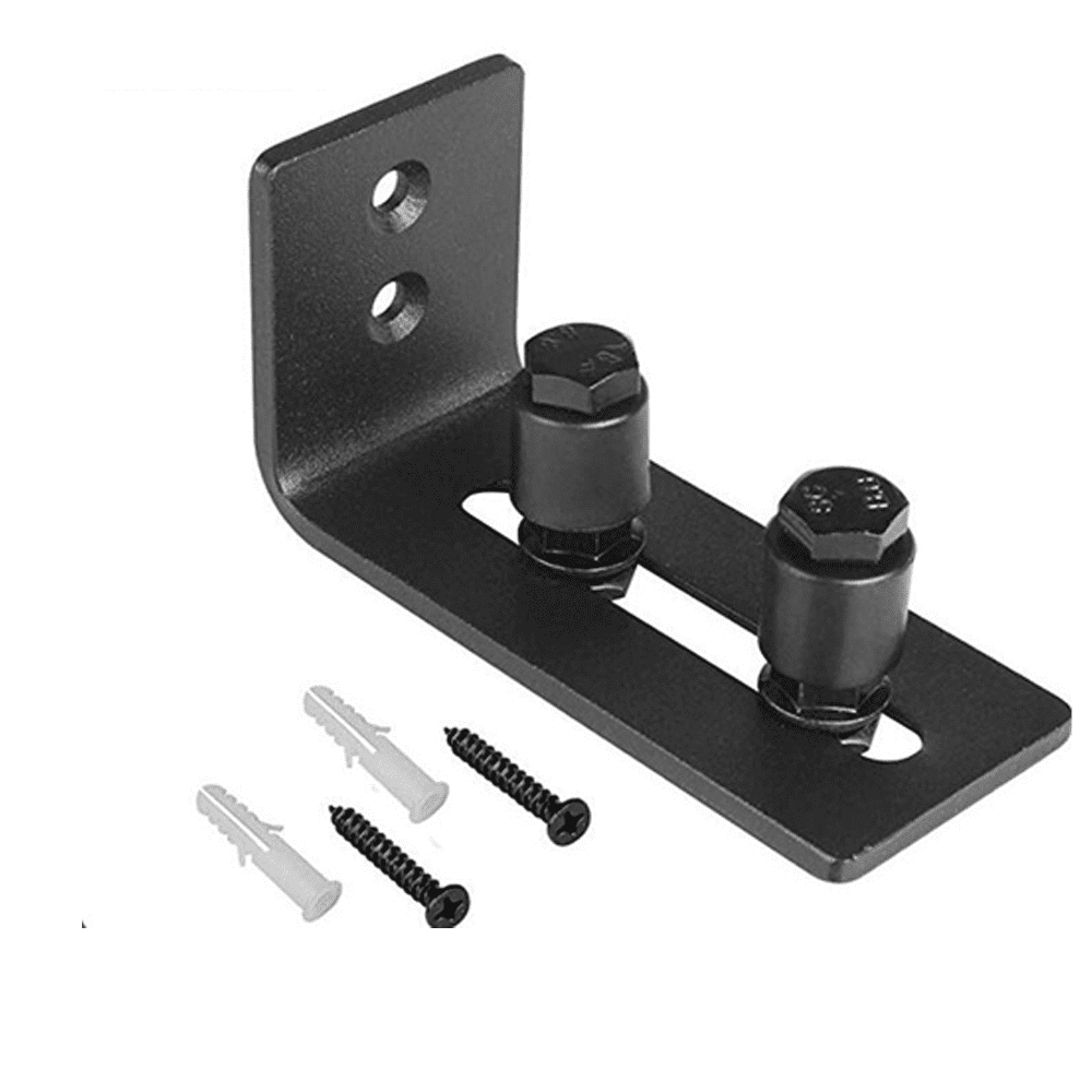 EaseLife Sliding Barn Door Bottom Floor Guide - Adjustable Ball Bearing Roller, Brushed Chrome, Wall Mount